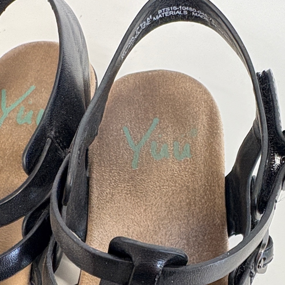 Yuu Black Strappy Sandals with Silver Accents - Picture 2 of 8